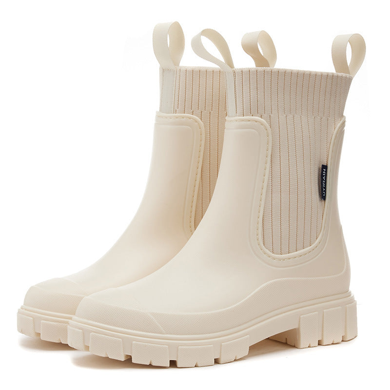 Women's ribbed ankle boots, view 4