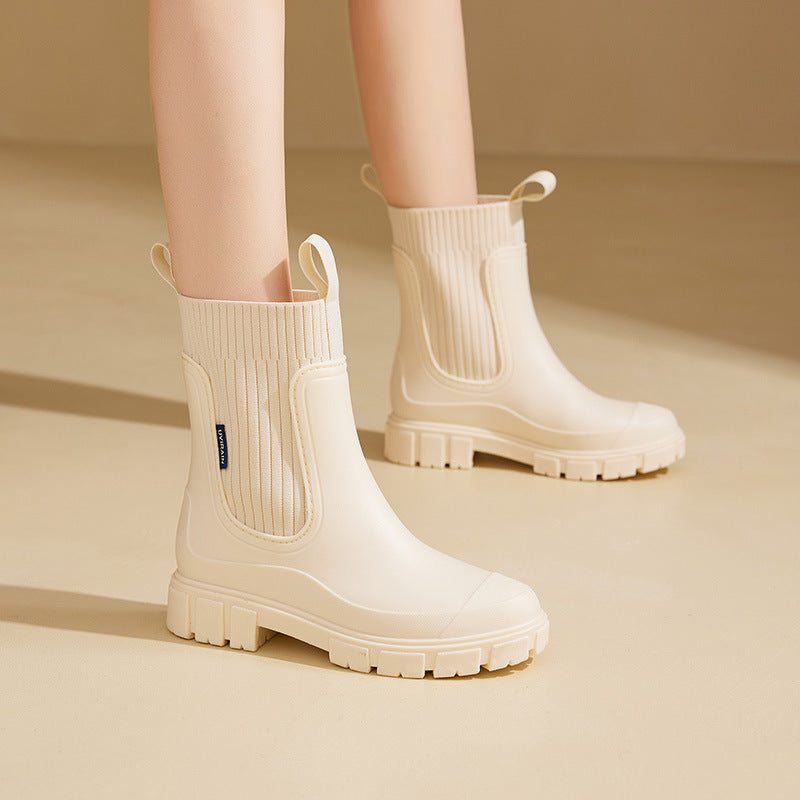 Women's ribbed ankle boots, view 6