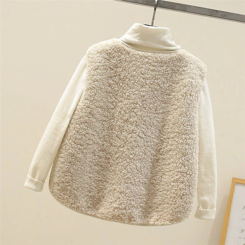 Charlotte | Women's Sherpa Fleece Button-Front Puffer Vest