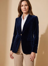 Penelope | Women's Slim-Fit Velvet Gold-Button Blazer