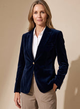 Penelope | Women's Slim-Fit Velvet Gold-Button Blazer