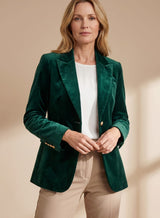 Penelope | Women's Slim-Fit Velvet Gold-Button Blazer