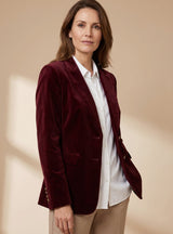 Penelope | Women's Slim-Fit Velvet Gold-Button Blazer