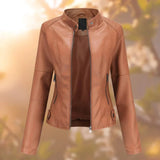 Eleanor | Women's Slim-Fit Zip-Up Moto Faux Leather Jacket