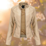 Eleanor | Women's Slim-Fit Zip-Up Moto Faux Leather Jacket