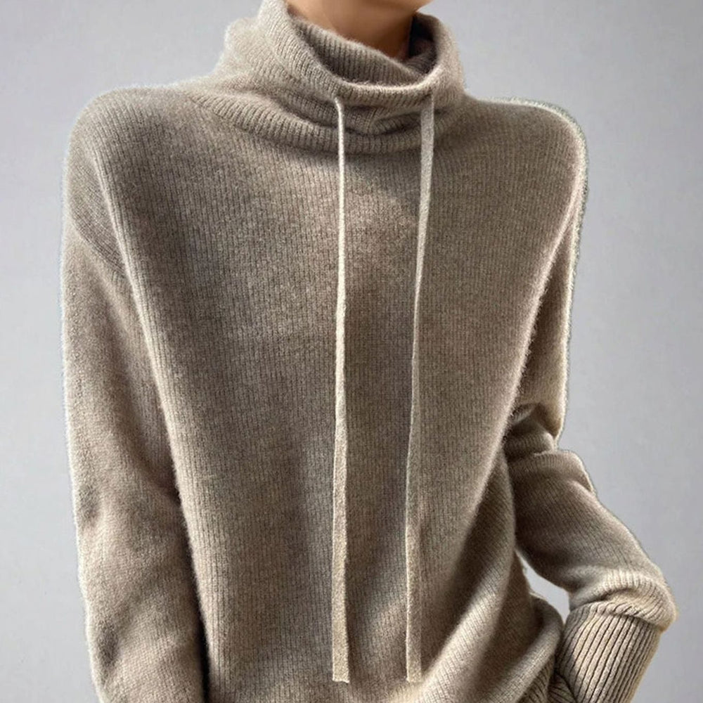 Olivia | Women's Slouchy Turtleneck Drawstring Pullover Sweater