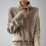 Olivia | Women's Slouchy Turtleneck Drawstring Pullover Sweater - 2