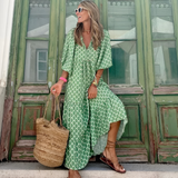 Women's Floral Maxi Dress – Spring Casual Style, Flowy Silhouette & Multiple Sizes