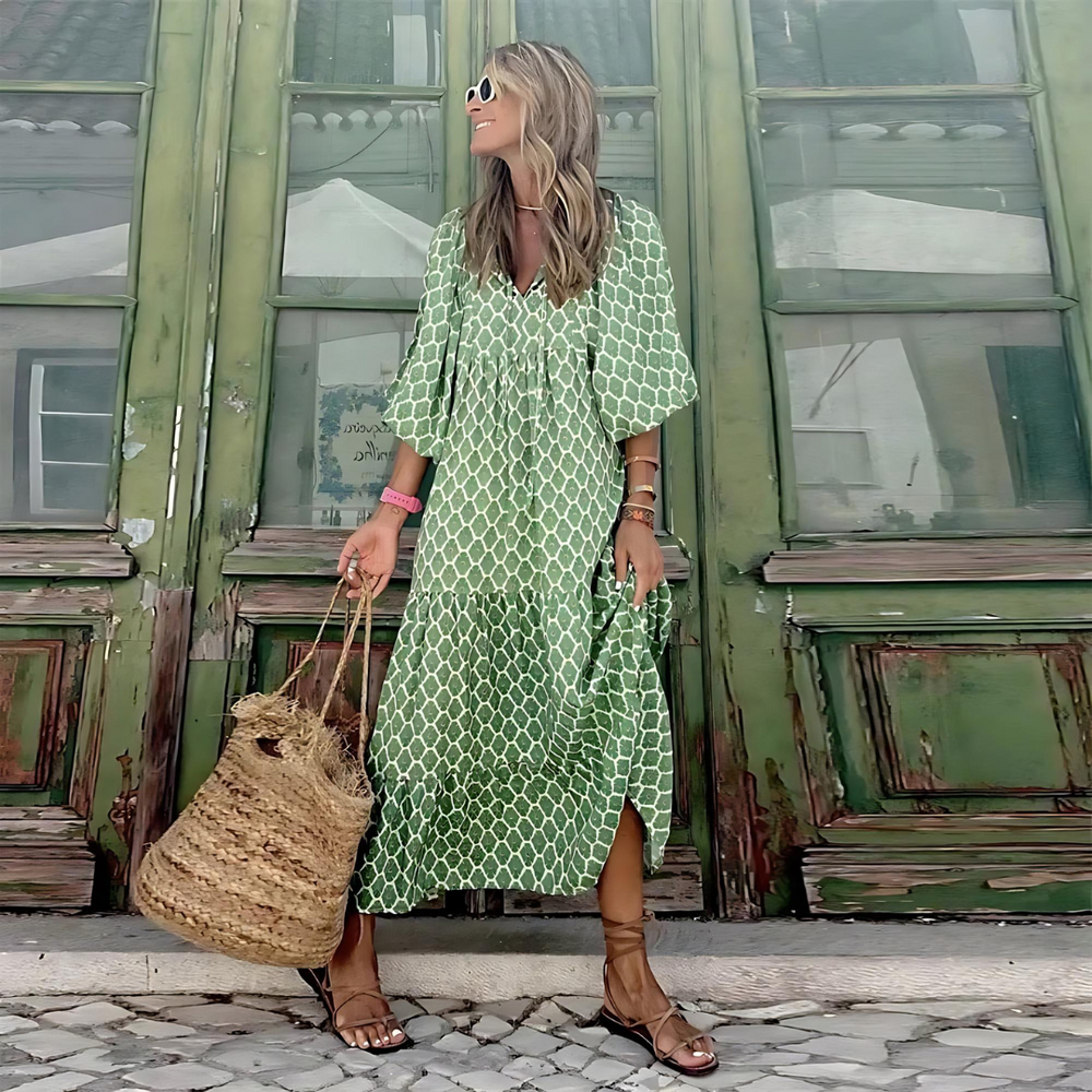 Women's Floral Maxi Dress – Spring Casual Style, Flowy Silhouette & Multiple Sizes