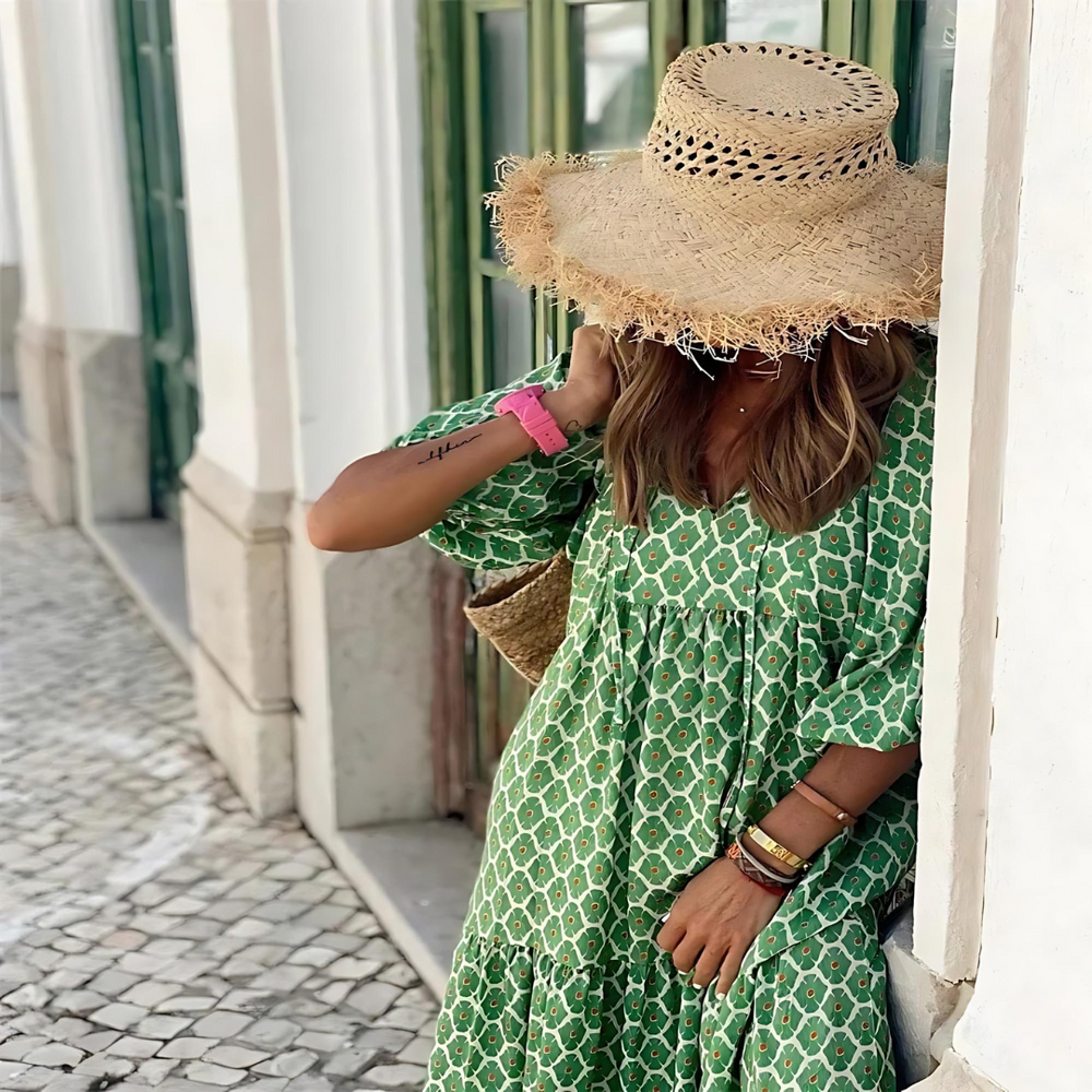 Women's Floral Maxi Dress – Spring Casual Style, Flowy Silhouette & Multiple Sizes