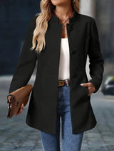 Layla | Women's Stand-Collar Button-Front Longline Blazer Coat