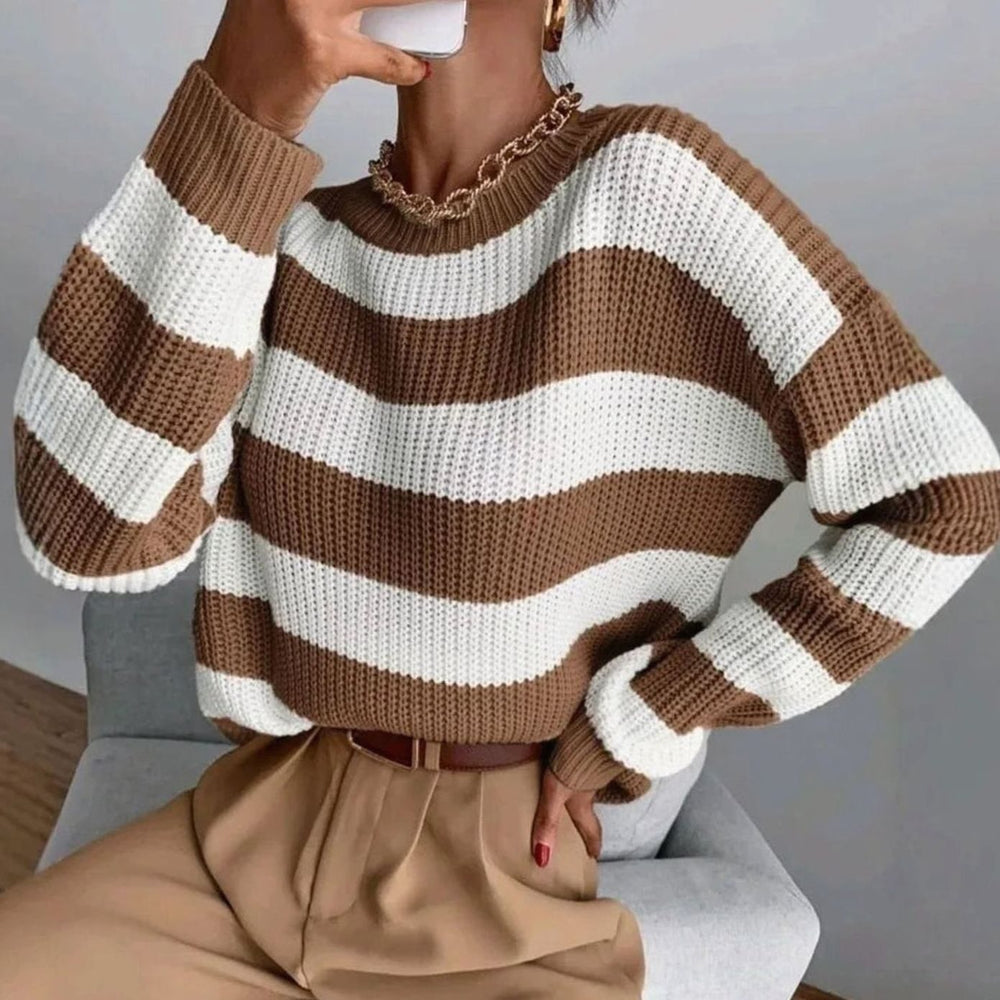 Emma | Women's Striped Crewneck Relaxed-Fit Knit Sweater