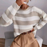 Emma | Women's Striped Crewneck Relaxed-Fit Knit Sweater - 2
