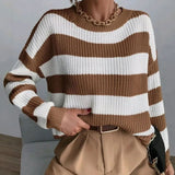 Emma | Women's Striped Crewneck Relaxed-Fit Knit Sweater - 3