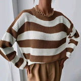 Emma | Women's Striped Crewneck Relaxed-Fit Knit Sweater - 4