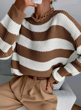 Emma | Women's Striped Crewneck Relaxed-Fit Knit Sweater - 5