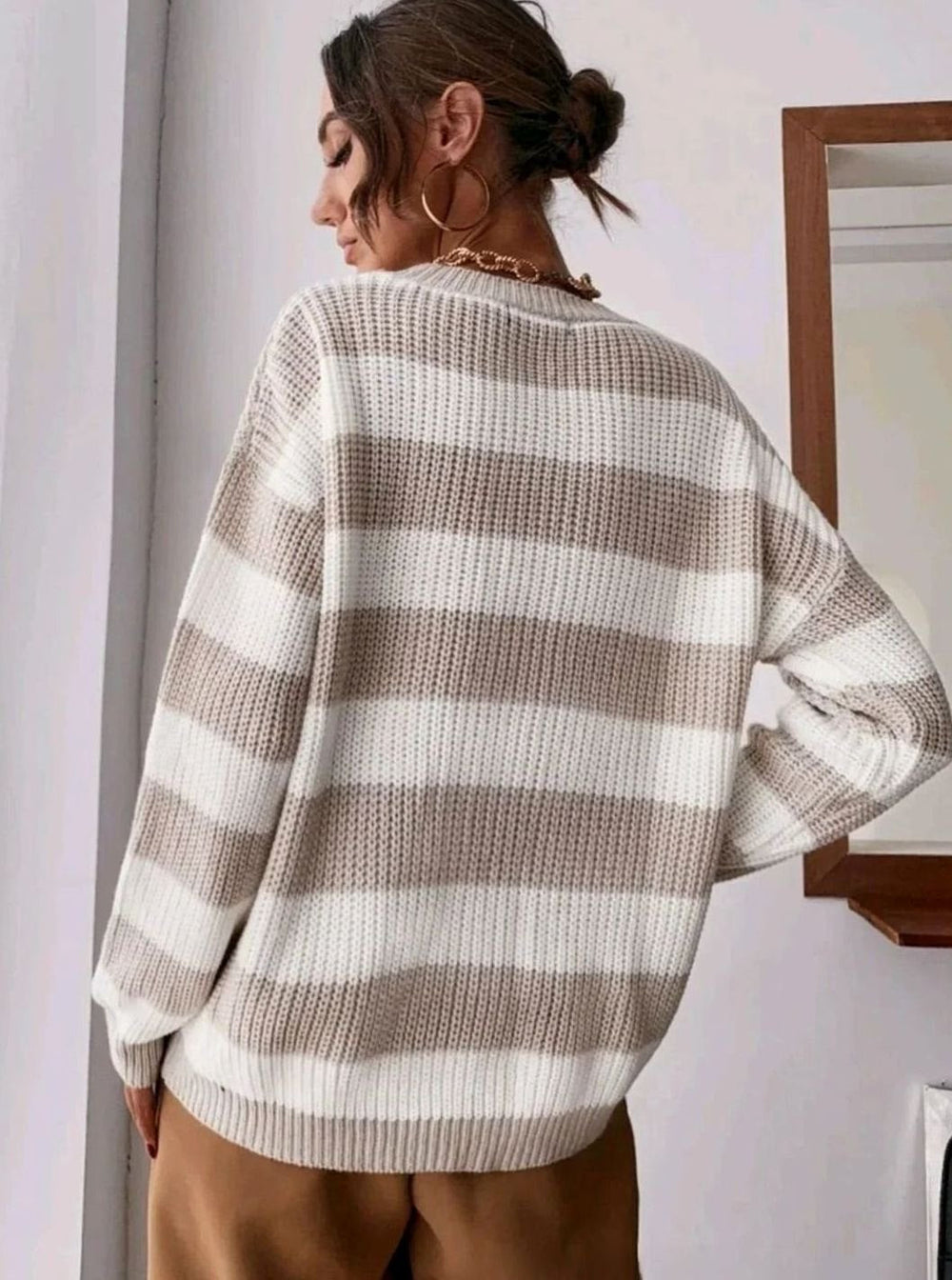 Emma | Women's Striped Crewneck Relaxed-Fit Knit Sweater - 6