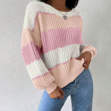 Grace | Women's Striped Relaxed-Fit Crew-Neck Knit Pullover Sweater - 2