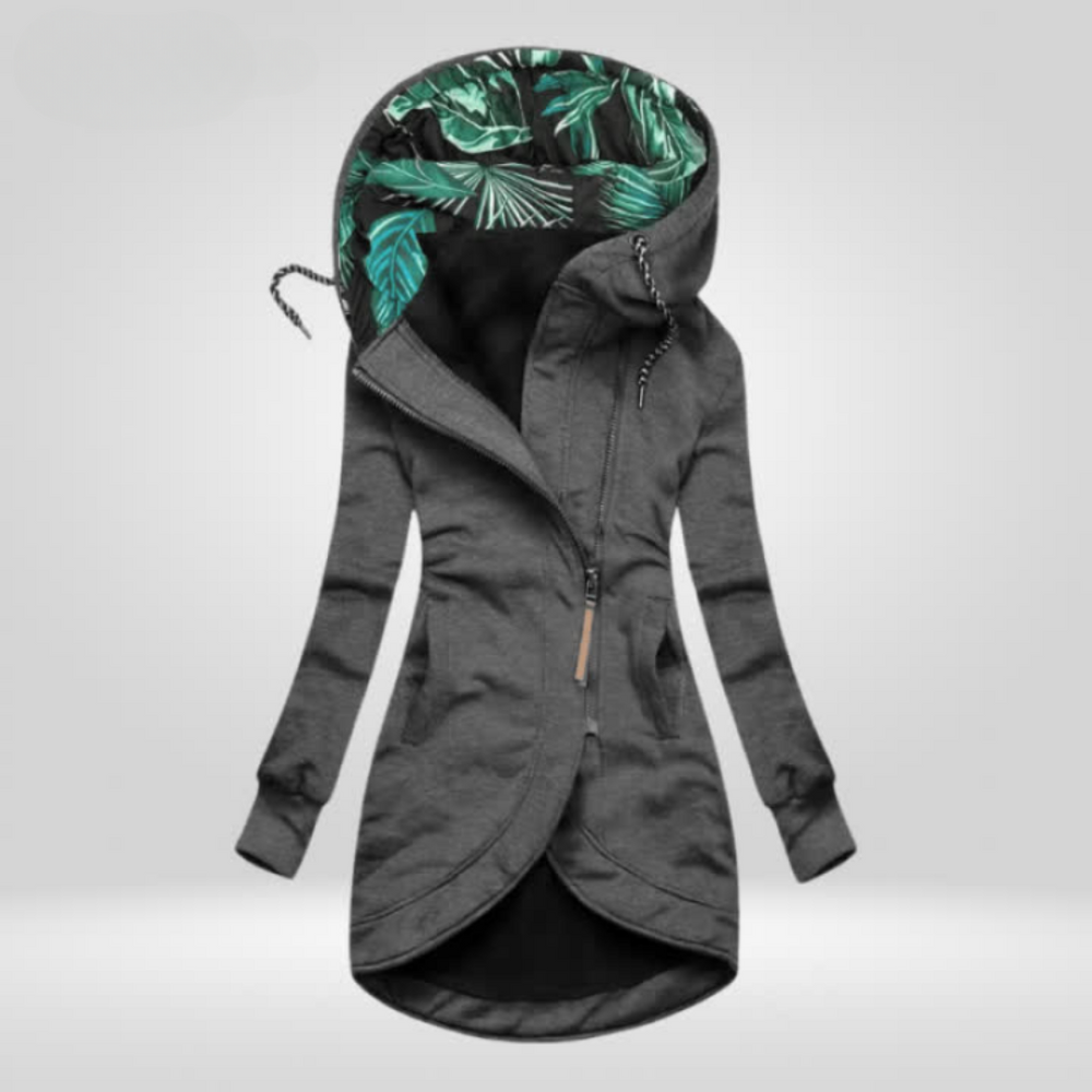 Women's Hooded Synthetic Winter Jacket with Asymmetrical Zip - Stylish & Warm Outerwear