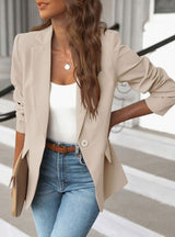 Luna | Women's Tailored Single-Button Casual Blazer Ruched Sleeves