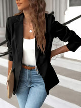 Luna | Women's Tailored Single-Button Casual Blazer Ruched Sleeves - 3