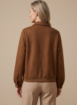 Layla | Women's Textured Zip-Up Long-Sleeve Bomber Jacket Chest Pockets