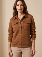 Layla | Women's Textured Zip-Up Long-Sleeve Bomber Jacket Chest Pockets