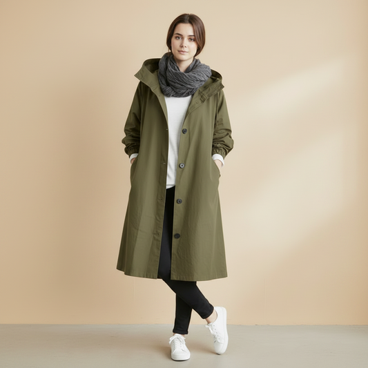 Women's Trench Coat – Waterproof, Hooded & Rain-Ready Design