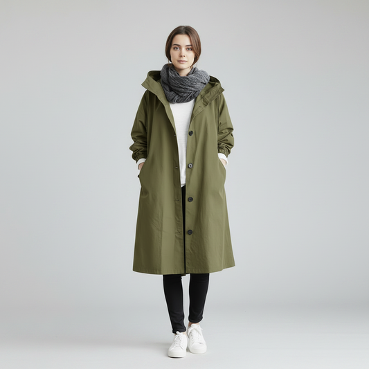 Women's Trench Coat – Waterproof, Winter & Hooded