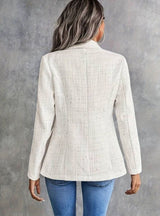 Isabella | Women's Tweed Double-Breasted Blazer Structured Long-Sleeve Jacket - 2