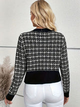 Aria | Women's Tweed-Style Button-Front Cropped Knit Cardigan - 5