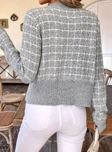 Aria | Women's Tweed-Style Button-Front Cropped Knit Cardigan - 7