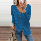Olivia | Women's V-Neck Button-Front Long Sleeve Knit Cardigan