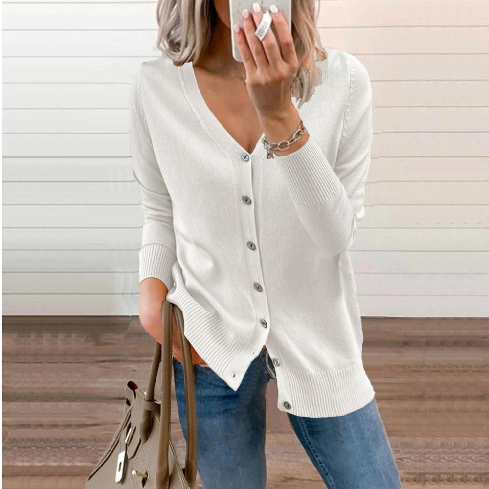 Olivia | Women's V-Neck Button-Front Long Sleeve Knit Cardigan