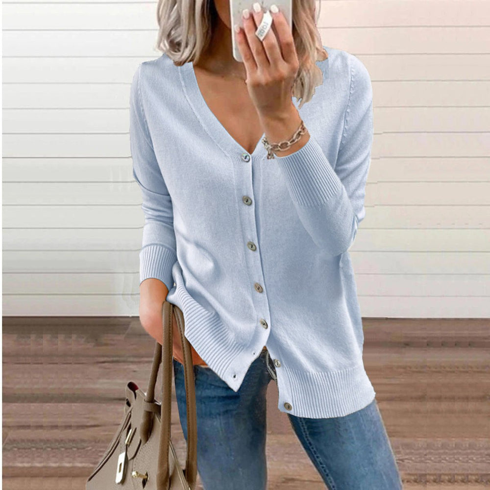 Olivia | Women's V-Neck Button-Front Long Sleeve Knit Cardigan