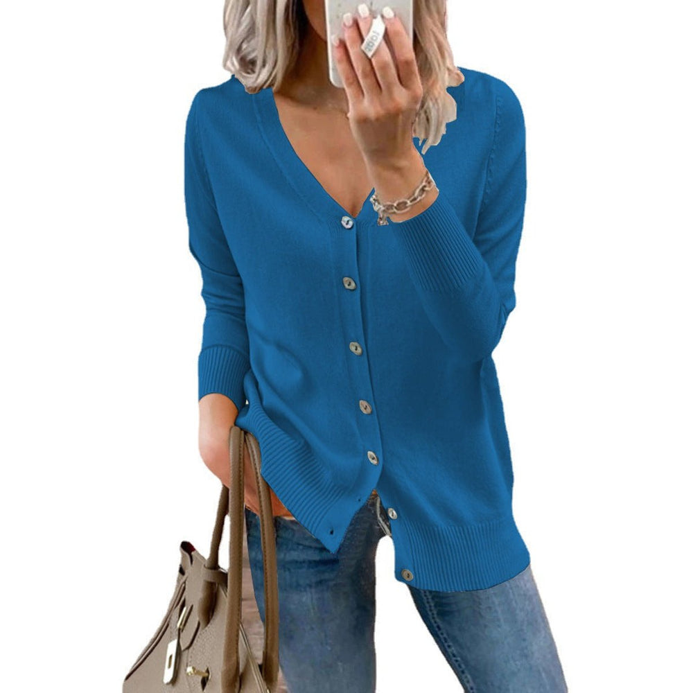 Olivia | Women's V-Neck Button-Front Long Sleeve Knit Cardigan