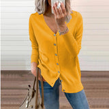 Olivia | Women's V-Neck Button-Front Long Sleeve Knit Cardigan