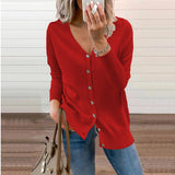 Olivia | Women's V-Neck Button-Front Long Sleeve Knit Cardigan