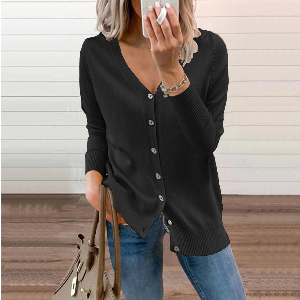 Olivia | Women's V-Neck Button-Front Long Sleeve Knit Cardigan