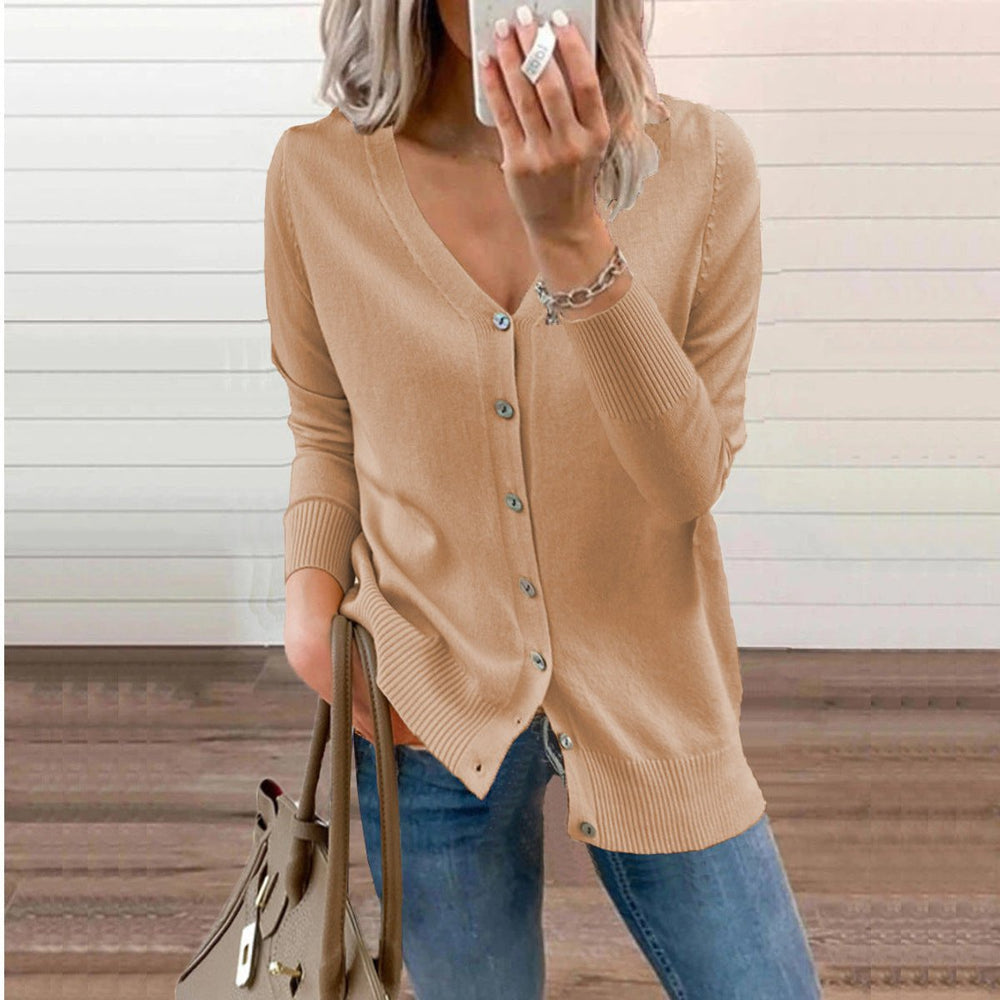 Olivia | Women's V-Neck Button-Front Long Sleeve Knit Cardigan