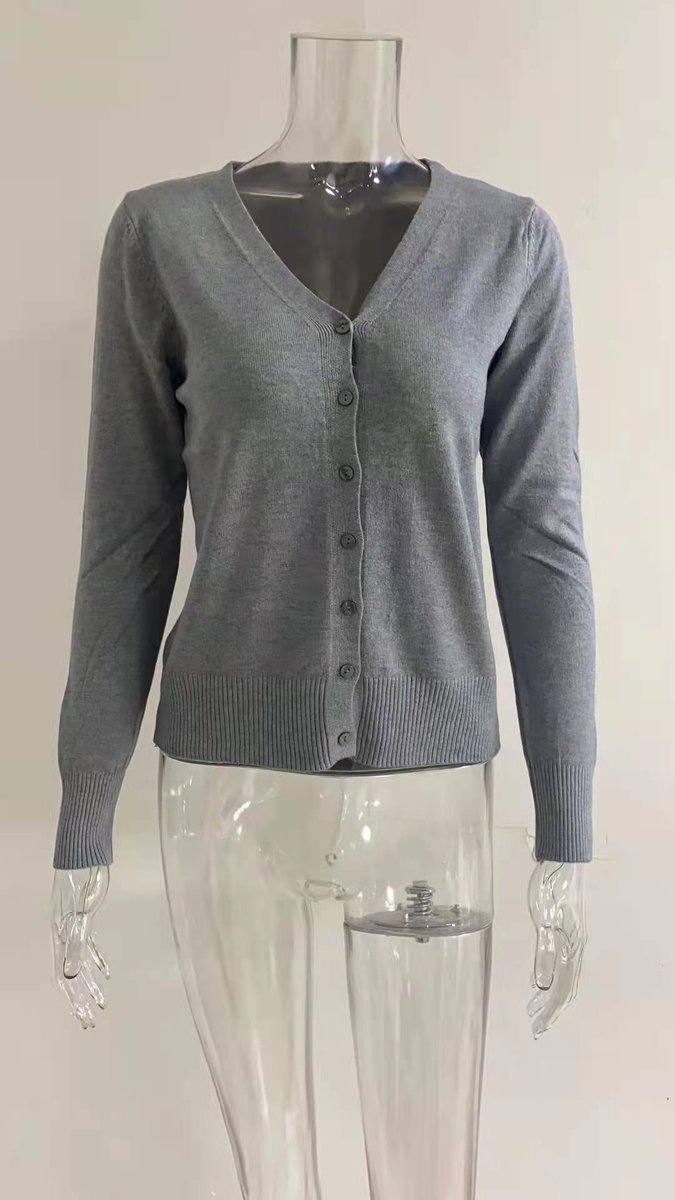 Olivia | Women's V-Neck Button-Front Long Sleeve Knit Cardigan