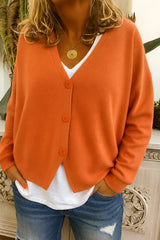 Aria | Women's V-Neck Button-Front Relaxed-Fit Knit Cardigan