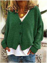 Aria | Women's V-Neck Button-Front Relaxed-Fit Knit Cardigan