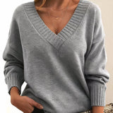 Grace | Women's V-Neck Long Sleeve Cashmere Blend Knit Sweater