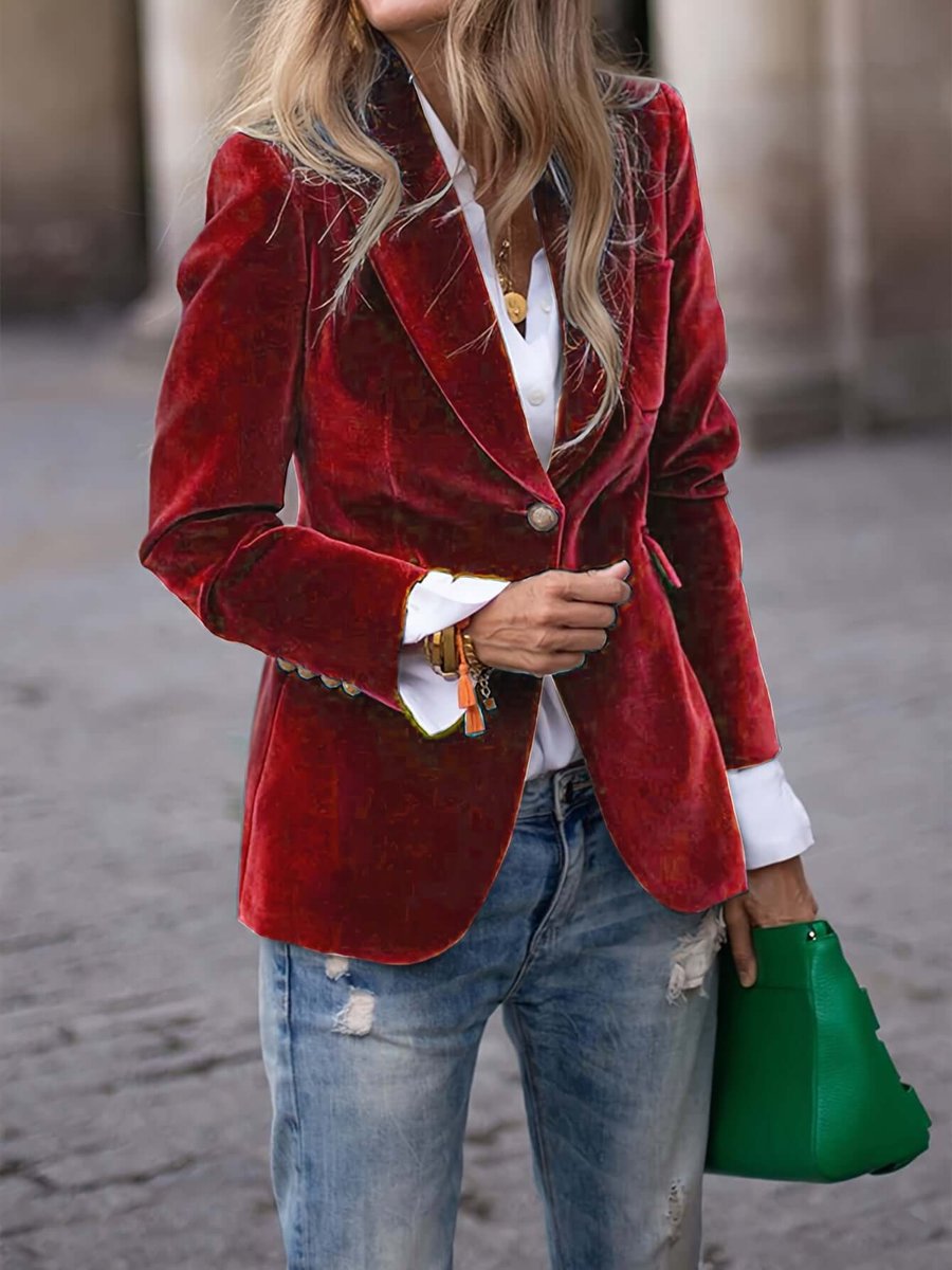 Charlotte | Women's Velvet Single-Breasted Blazer Vest Jacket