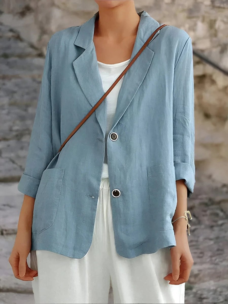 Isabella | Womens Vest Casual Linen Blazer Open Front Two-Button Jacket
