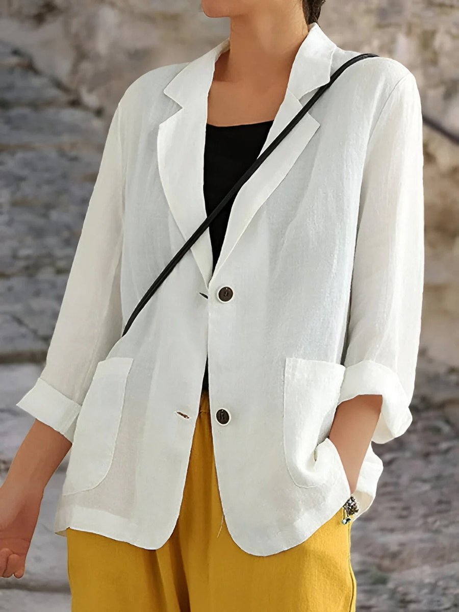 Isabella | Womens Vest Casual Linen Blazer Open Front Two-Button Jacket