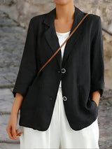 Isabella | Womens Vest Casual Linen Blazer Open Front Two-Button Jacket