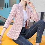 Emma | Women's Vest Plaid Single-Button Tailored Blazer Jacket