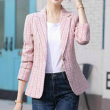 Emma | Women's Vest Plaid Single-Button Tailored Blazer Jacket